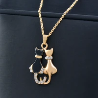 leeker fashion cat stainless steel necklace for women gold silver color choker couple jewelry female chain on the neck 282 lk2