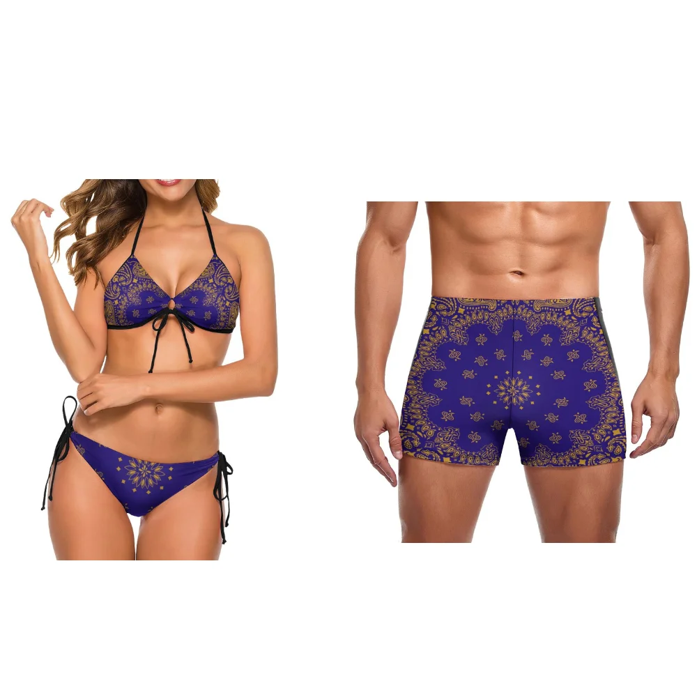 

Polynesian Custom Couple Swimwear Women's Bikini Men's Swimwear Beach Party Couple Swimwear Beach Push Up Bikini Surfing Shorts