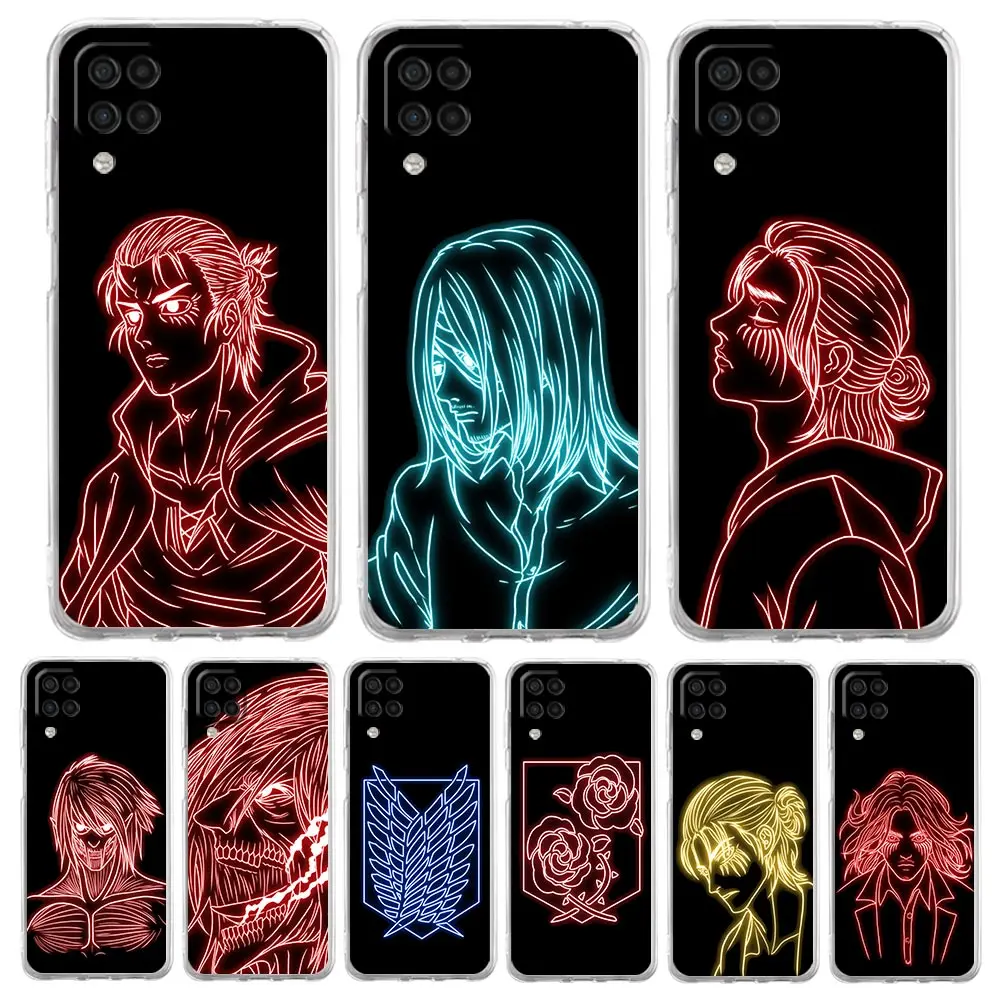 

Attack On Titan Eren neon Phone Case For Samsung Galaxy A51 A71 A21S A12 A11 A31 A41 A03S A13 A33 A73 A53 A52 A32 5G Clear Cover