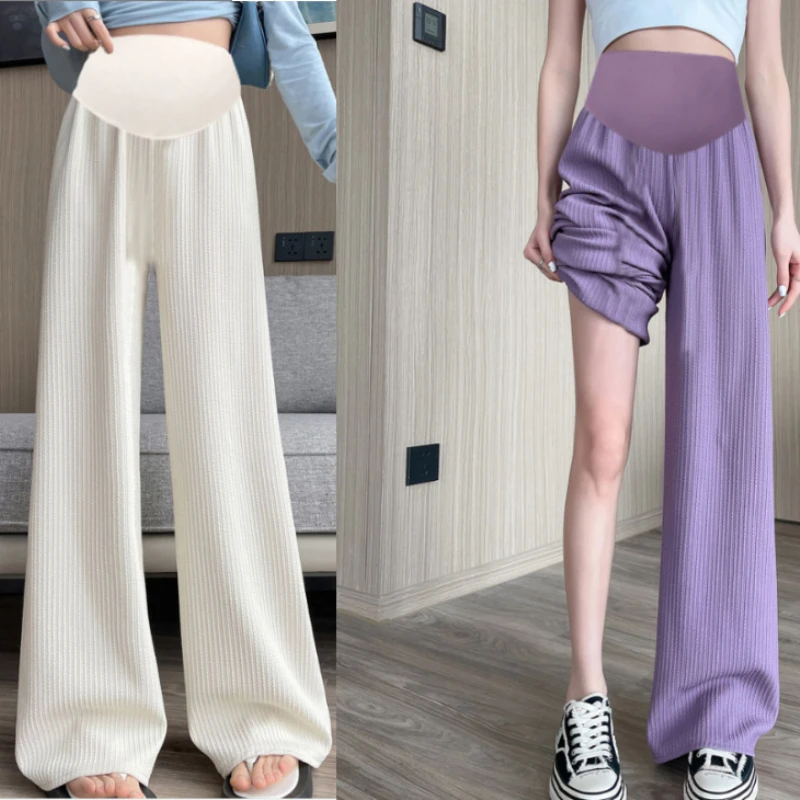 Женские летние брюки для беременных однотонные широкие до пола модная свободная