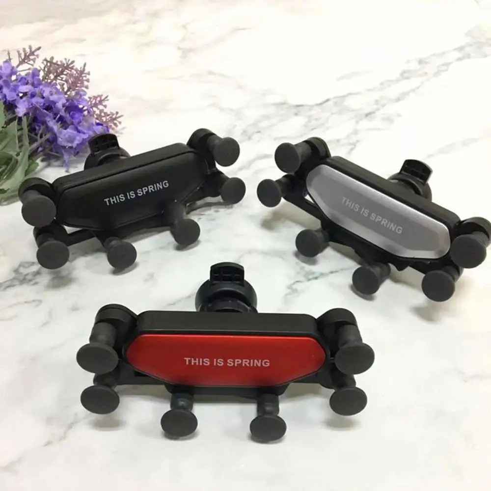 

Non-Slip Automatic Grip Car Phone Holder Stand Vent Gravity Bracket Silver Red Black TPU ABS Phone Holder