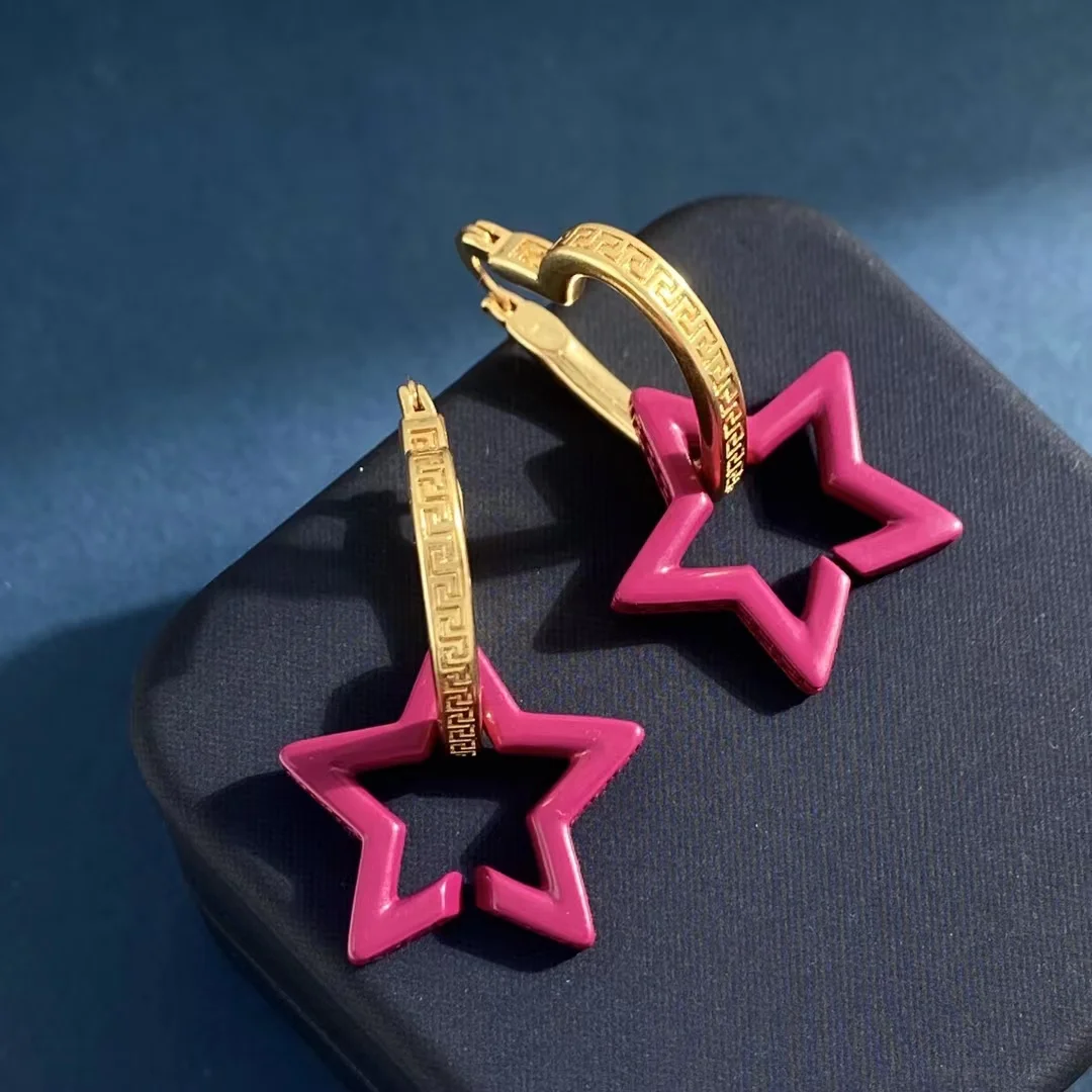 

Женские изящные серьги с резьбой в виде сердца и звезды, новинка 2023