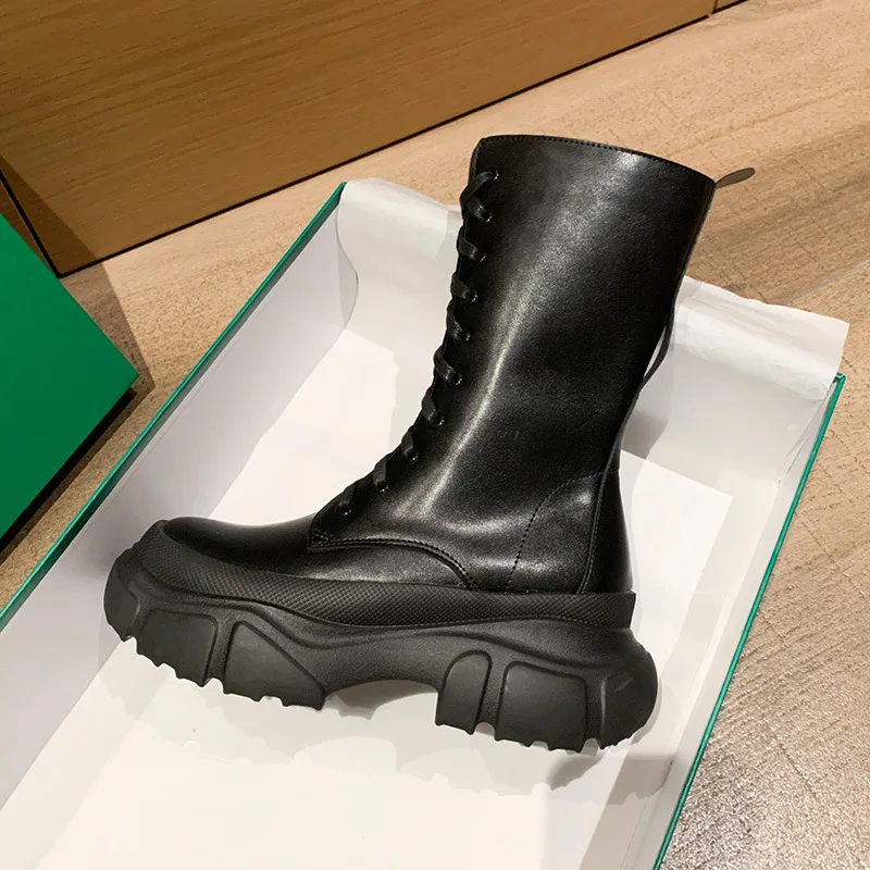 Womenboots Motorcycle Boots Mid Boot Womenshoes PU Solid Color Round Shape Waterproof and Nonslip IncreaseThick BottomShortboots