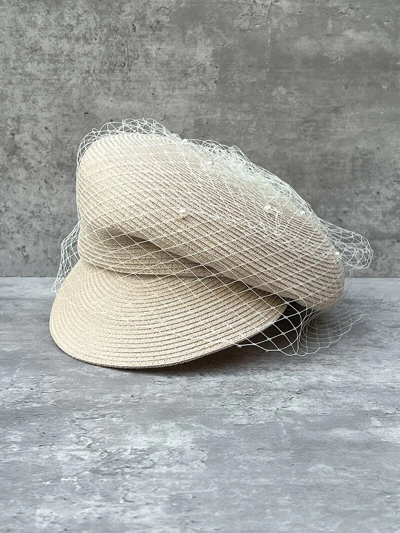 Женская соломенная кепка газетчика козырек от солнца защита ультрафиолета шляпа