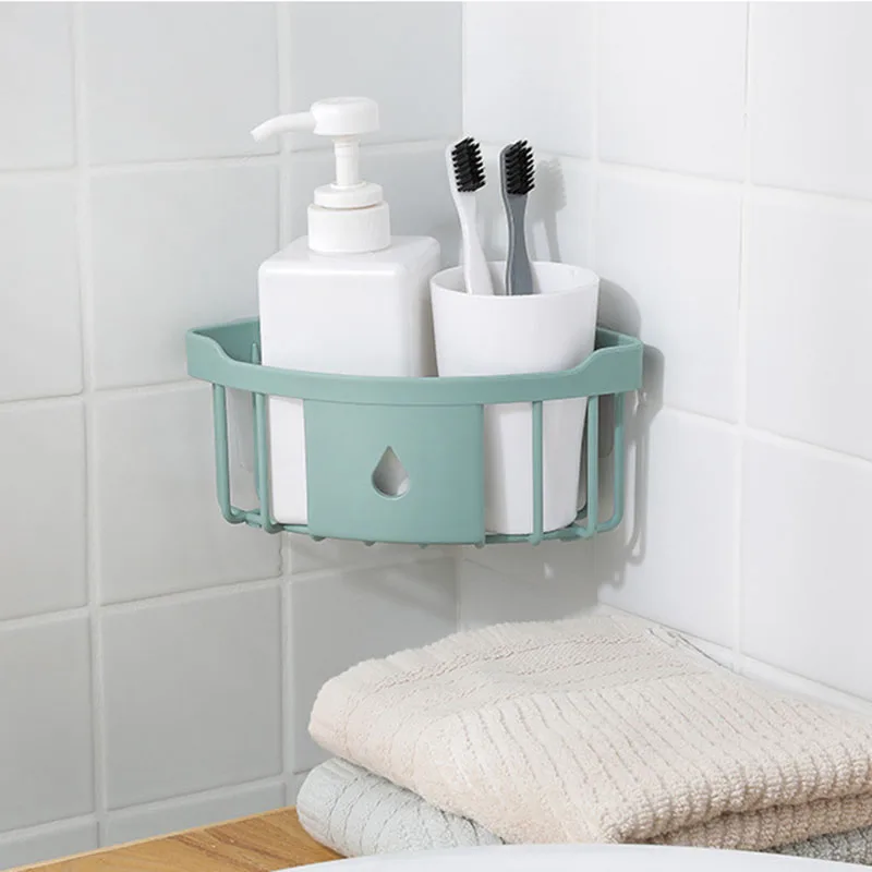 

Punch-Free Corner Storage Caddy Rack Wall-Mounted Bathroom Kitchen Right-Angle Punch-Free Wall-Mounted Right-Angle Shelf wzpi