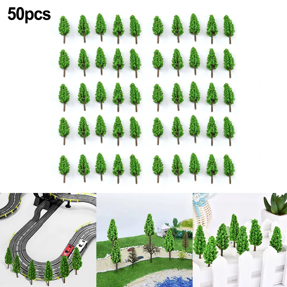 

50X Trees Model Train Railroad Diorama Scenery Landscape For HO OO Scale 65mm Perfect Train Tracks Or Model Making Props