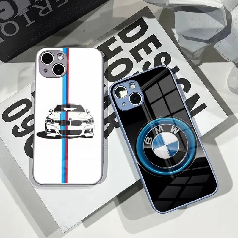 

Роскошный чехол для телефона BMW Sports Drift Car для IPhone 14Pro 13 11 12 XR XS MAX 7/8 X Plus, 13 цветов, закаленное стекло, крутая пара