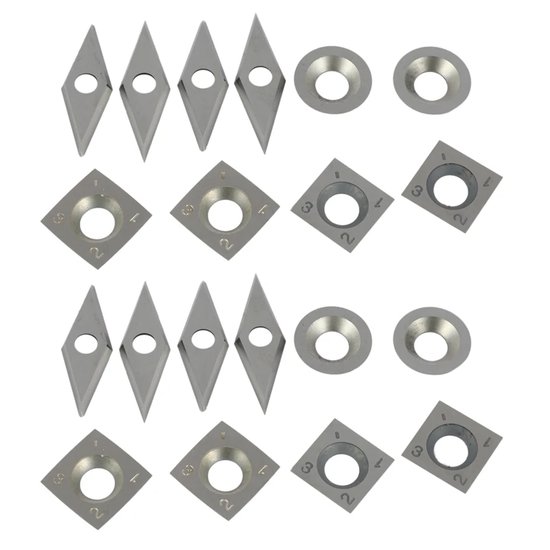 

20Pcs Diamond Square Round Blades High Hardness Carbide Inserts Woodworking Turning Cutters For Boring Bar