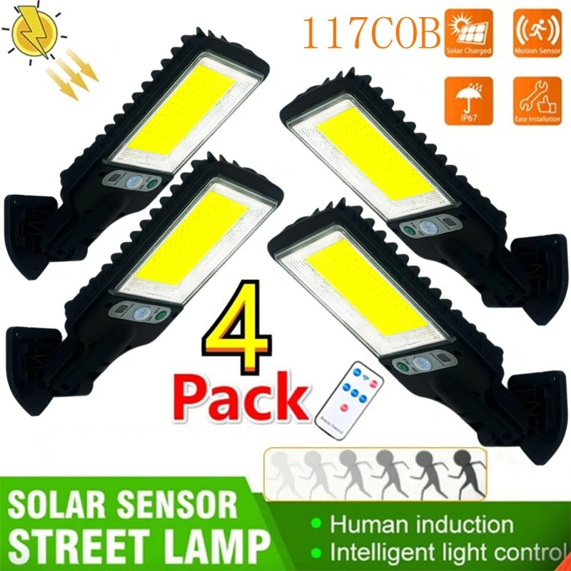 

LED Solar Street Lights COB+SMD Outdoor Solar Lamp With 3 Light Mode Waterproof Motion Sensor Security Lighting for Garden Patio