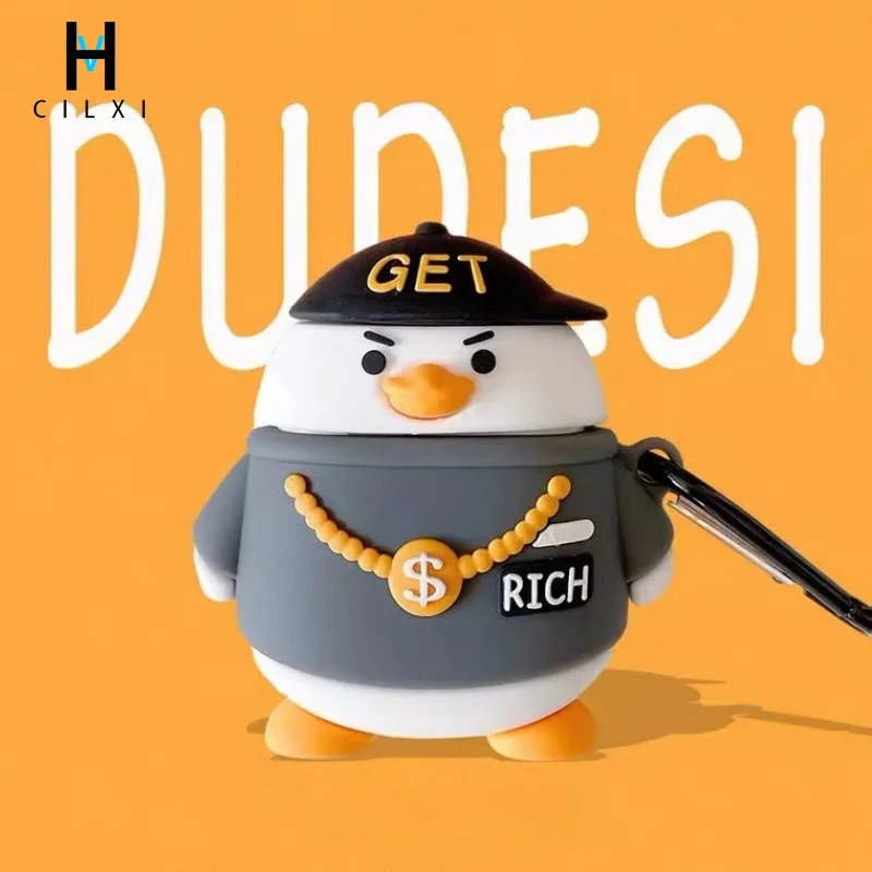 

New Luxury Original Silicone Wireless Headphone Case Rich Duck Cute Cartoon Case for Airpods Pro2 3 Pro 2 1 Case with Keychain