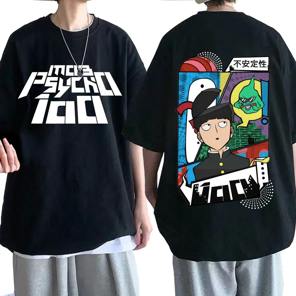 Japan Anime Mob Psycho 100 Tshirt Shigeo Kageyama Print Tops Women Men Oversized T-shirt Cartoon Manga Short-sleev Tee Shirt
