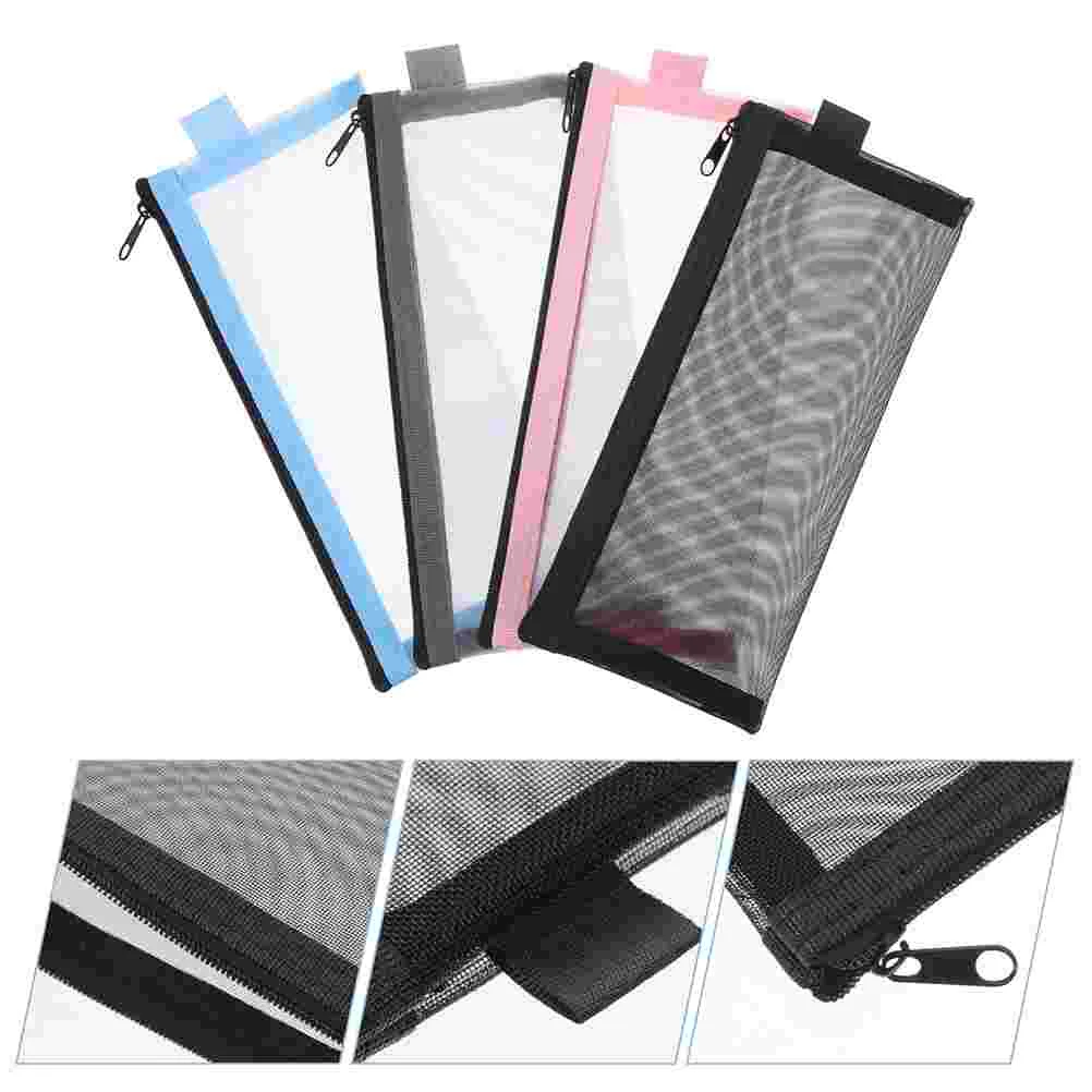 

Makeup Zipper Mesh Organizer Pen Document Portable Pouches Travel Brush Stationary Case Pouch Clear Stationery Documents Folders
