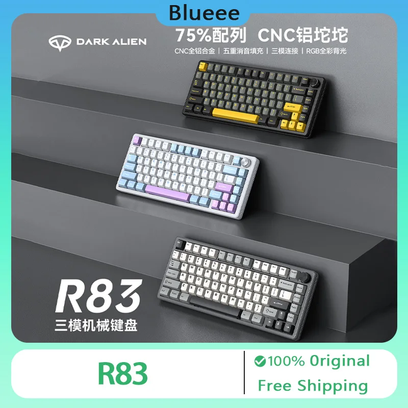 Механическая клавиатура DARK ALIEN R83 2 4G беспроводная Bluetooth 3 режима RGB Hot Swap 81 клавиш