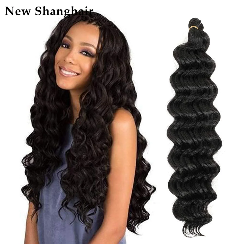 

New Shanghair 20 inch Synthetic Deep Curly Crochet hair 27# Bohemian Crochet Braids Natural Black Deep Wave Braiding hair NS03
