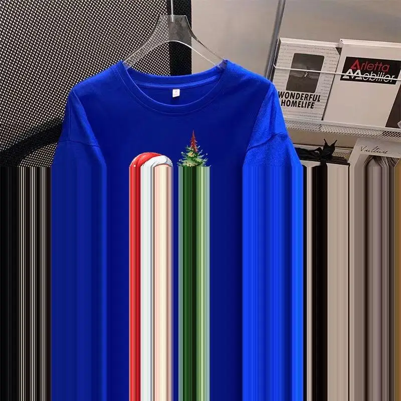 2024 новогодняя футболка женская рождественская одежда свободная повседневная