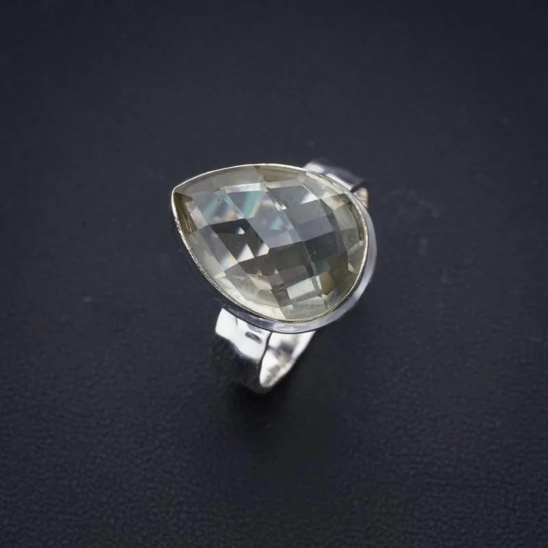 

Серебряное кольцо с зеленым аметистом ручной работы StarGems 8,5 F1078