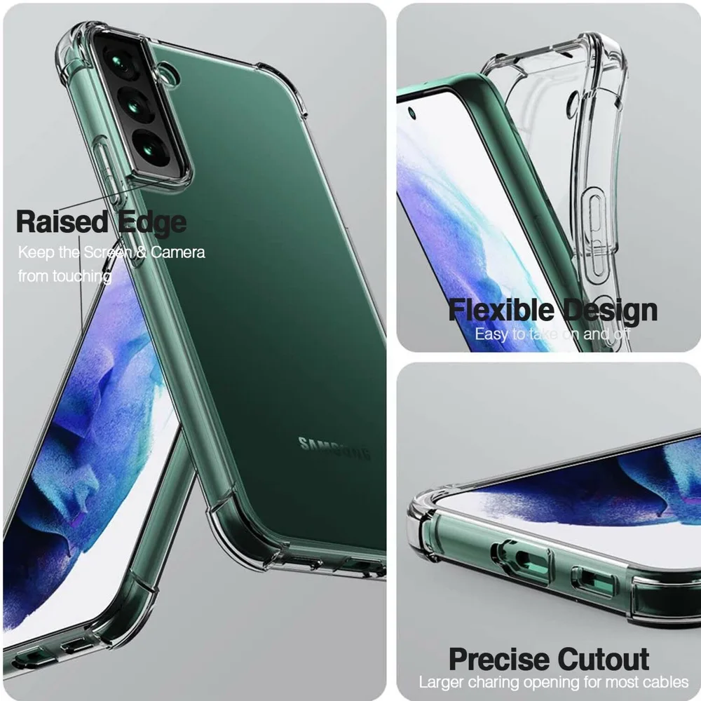 Clear Shockproof Phone Case for Samsung Galaxy S22 Plus Ultra 5G Transparent Silicone Case for Samsung S21 FE Back Cover 2022