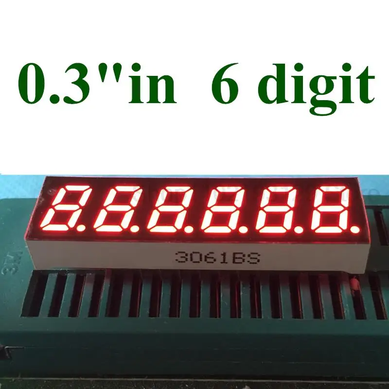 

RED 0.3 inch 6 Digit 7 Segment digital Light LED Numeric Digital Display,Common Cathode 0.3" 0.3in digit tube
