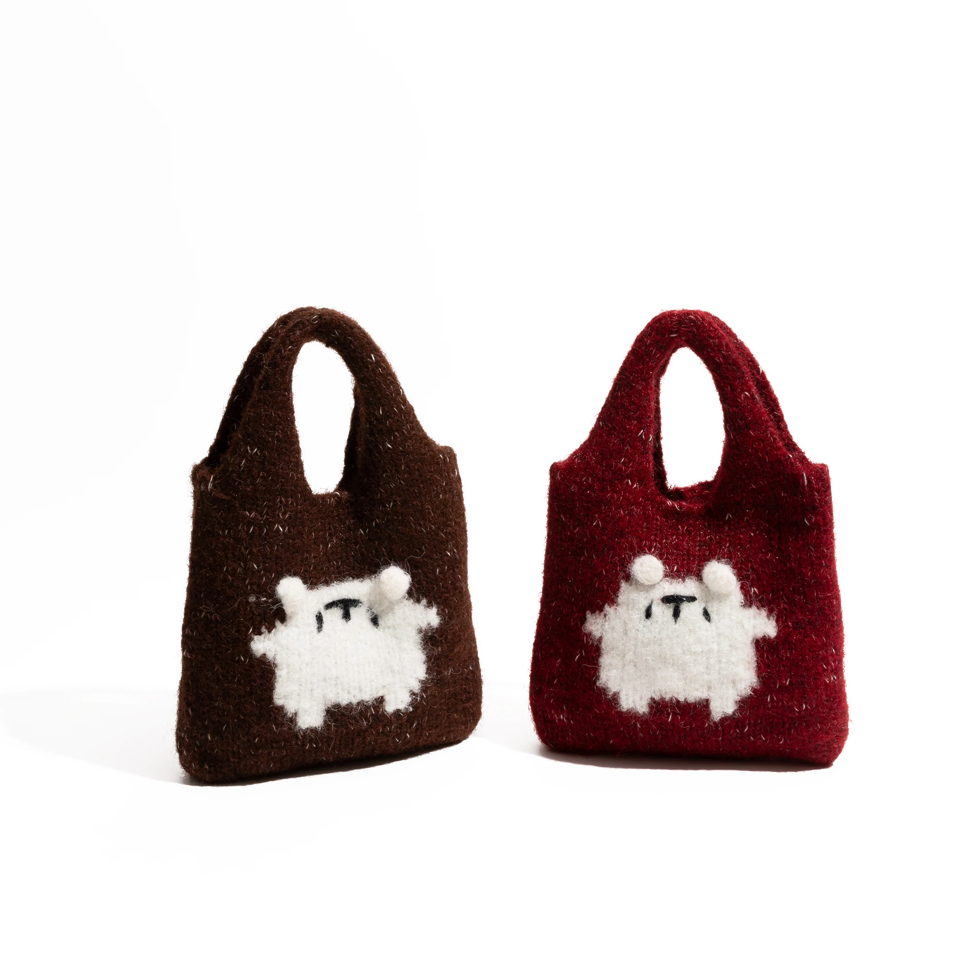 MABULA вязаная шерстяная сумка-хобо с принтом птицы простой повседневный клатч