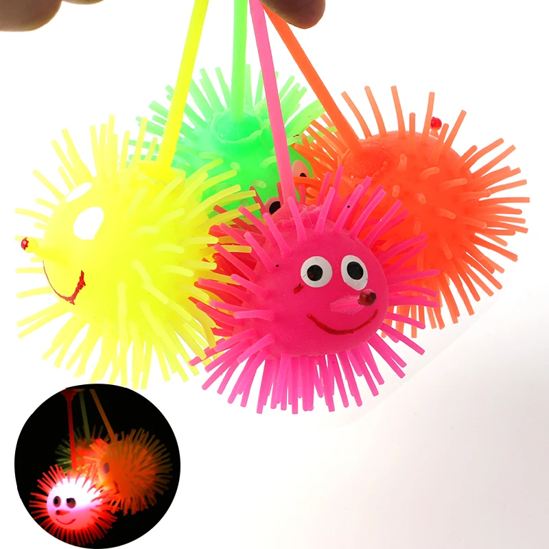 

Kids Elastic Glow Vent Ball Hair Ball Hedgehog Ball Children Soft Rubber Toys Cartoon LED Light Up Flash Ball Fidget Toy