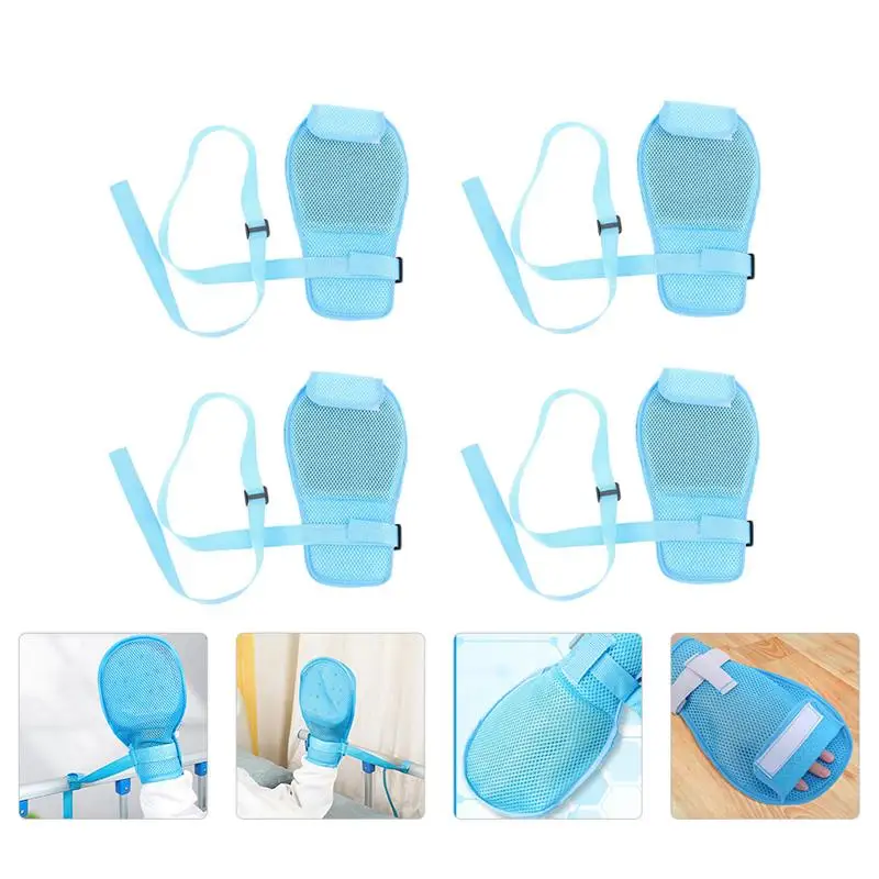 4pcs Safety Restraint Gloves Breathable Elder Dementia Finger Control Mitts (Sky-blue) | Красота и здоровье