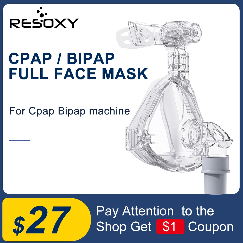 

RESOXY Snoring Full Facemask For Medical CPAP Material Size S/M/L Sleep Mask With Headgear Connecting Hose And Nose