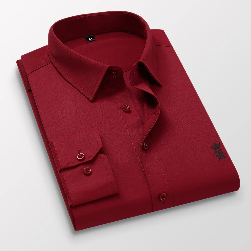 2021 Sergio K Camisa Plus Size Men's Shirt Men's Long Sleeve Solid Color Embroidered Slim Fit Business High Quality Men's Shirt