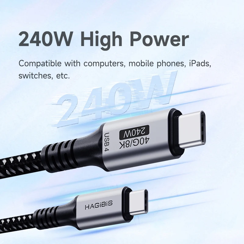 Hagibis USB 4 Cable 40Gbps USB C to USB C Cable 240W Fast Charging 8K@60Hz Video Graphene Compatible with Thunderbolt 3/4 Laptop