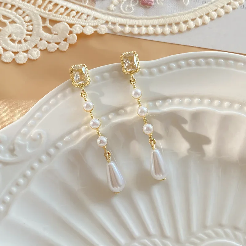 

Long Chain Pearl Tassel Drop Earring For Women Statement Dangle Earrings Personality Ear Line Jewelry Gift