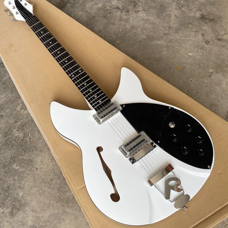 

Custom Shop 330 360 White Electric Guitar Ebony Fingerboard F Hole Semi Hollow Body Tailpiece Bridge Customizable Colors