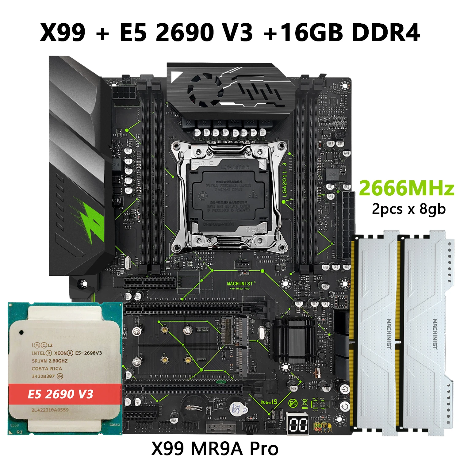 

Machinist X99 MR9A Pro X99 Motherboard Combo Set Kit With LGA 2011-3 Xeon E5 2690 V3 CPU Processor DDR4 16GB RAM Memory ATX