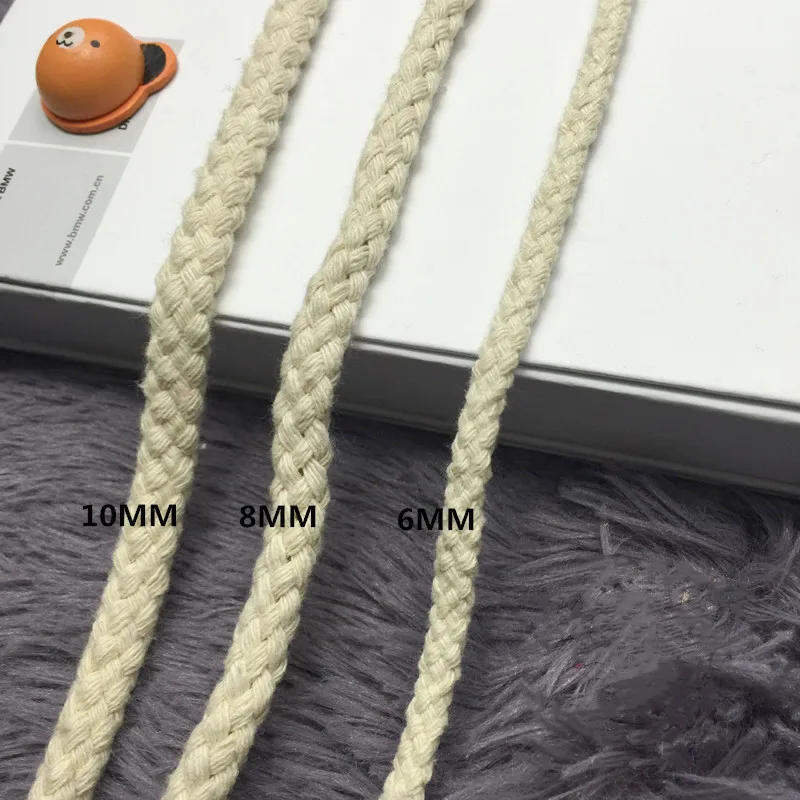 

6/8/10MM Eight Strands Of White Bleached Cotton Rope Thick Rope DIY Bundled Decorative Braided Rope Handmade Accessories 50/90M