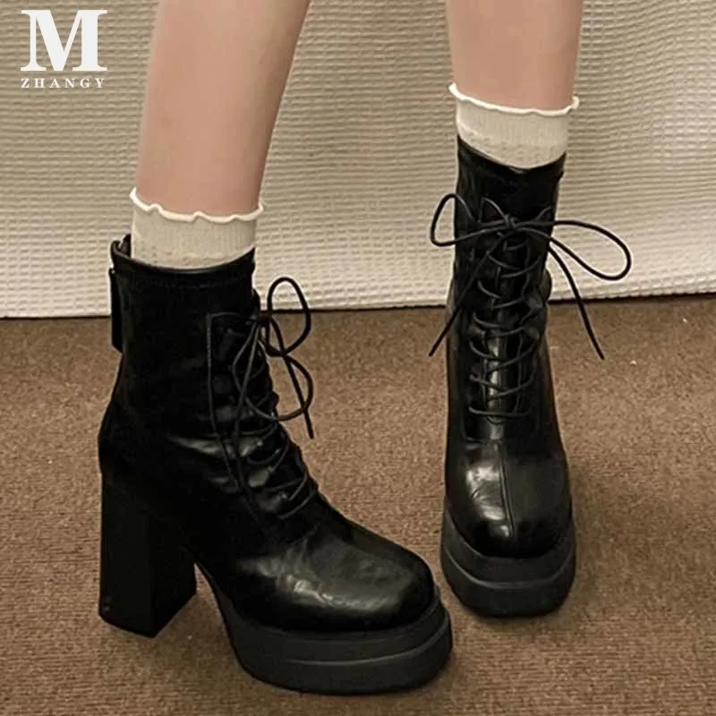 Женские ботильоны на высоком каблуке модные дизайнерские кожаные ботинки