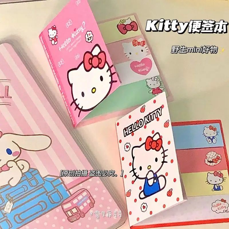 Клейкая бумага Hello Kitty с милым мультяшным рисунком, клейкая бумага для заметок, симпатичная творческая клейкая бумага для заметок с отрывом, ...