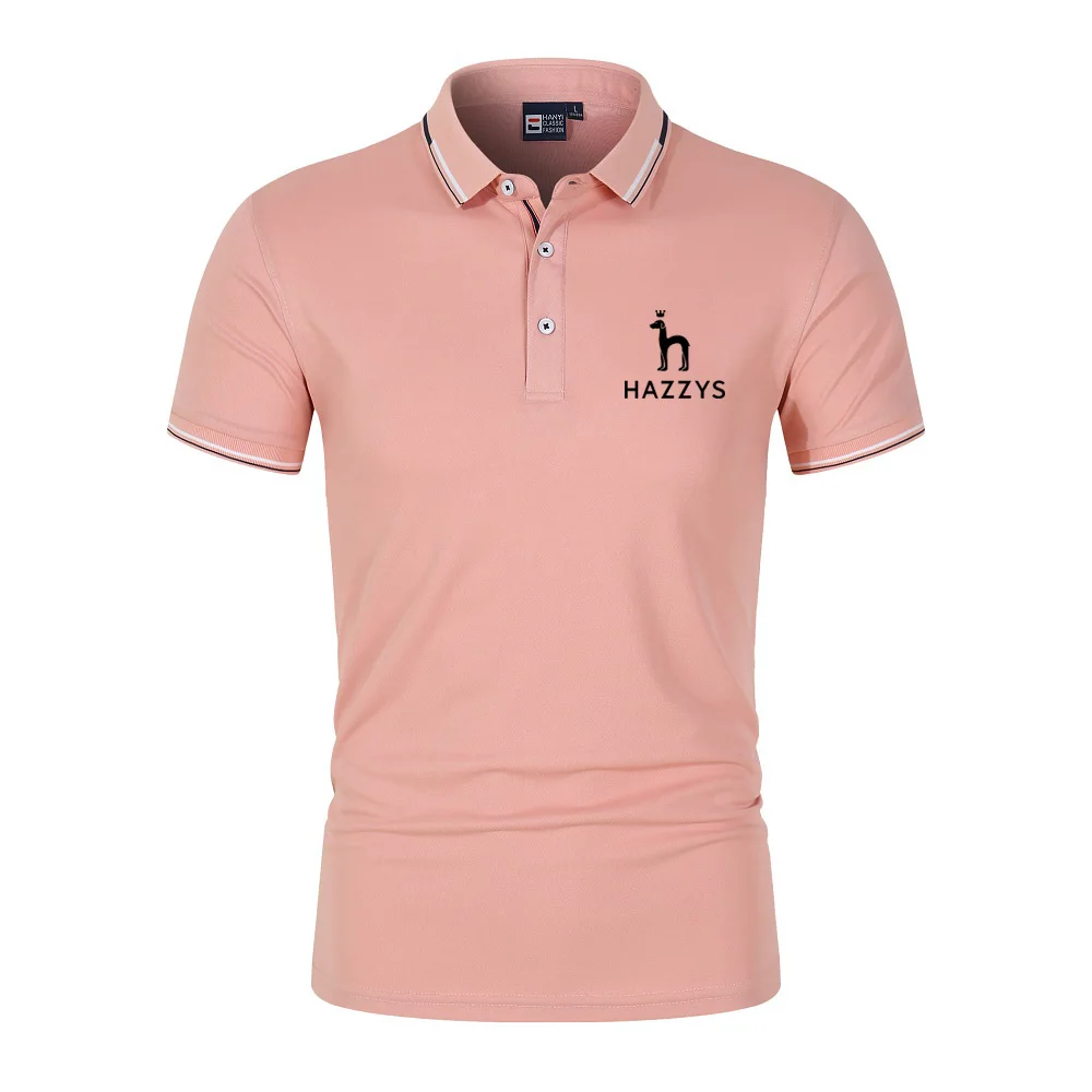 

Модная футболка Young HAZZYS, мужские рубашки-поло, лето 2023, Повседневный дышащий топ с коротким рукавом, Мужская Облегающая рубашка-поло с воротником-стойкой