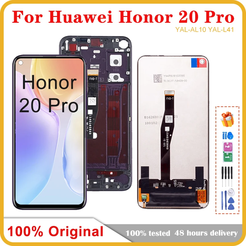 Оригинальный сенсорный ЖК-дисплей 6,26 дюйма для Huawei Honor 20 Pro, L41, замена дигитайзера для Huawei Honor 20 Pro Lcd