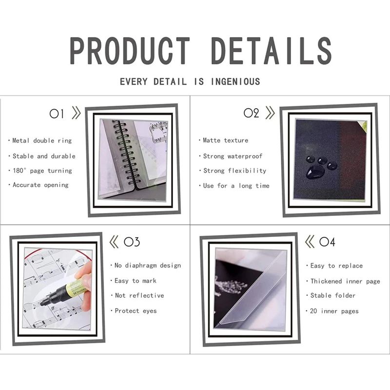 Папки для музыки PTNOKA держатели 4 страницы спиральные 40 карманов