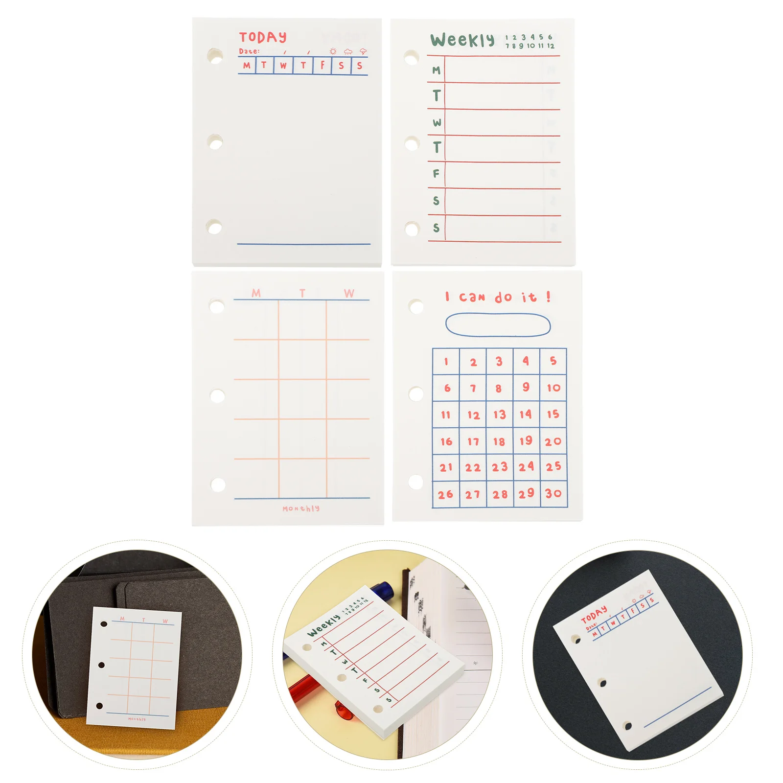

4Pcs Planner Notebook Inner Paper Replacements Loose-leaf Refills Student Stationery