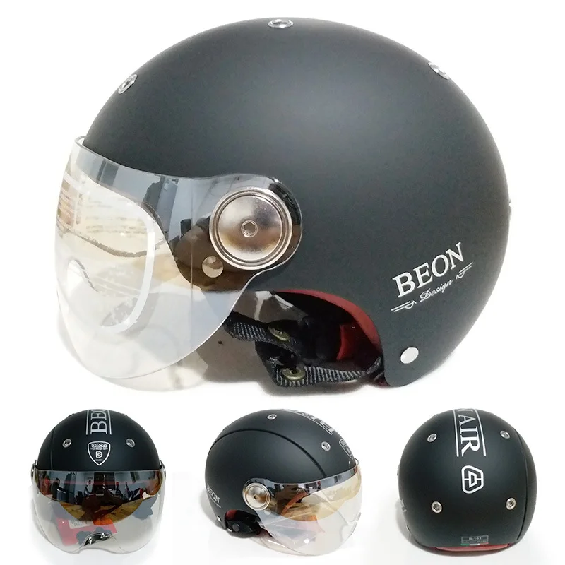 Мотоциклетный шлем BEON с открытым лицом минималистичный для скутера мотоцикла