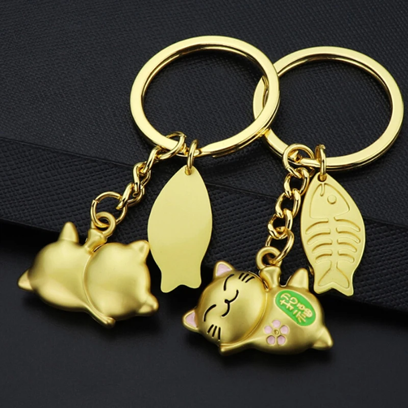 

Cat Keychain Cute Key Ring Women Kitten Lucky Cat KeyChain Key Holder Mens Car