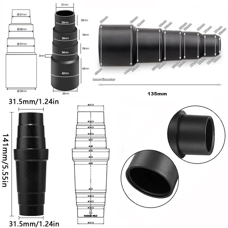 Набор из 3 адаптеров для шлангов Универсальный-резиновый адаптер пылесоса