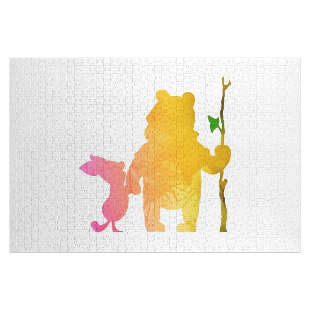 Пазл в стиле медведя и свиньи с силуэтом пазл на заказ произведения искусства