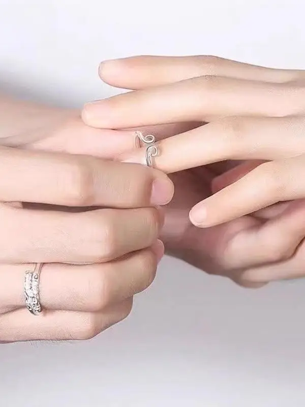 Мужское и женское кольцо Laofeng-Xiang из стерлингового серебра 999 пробы с мантрой Love You