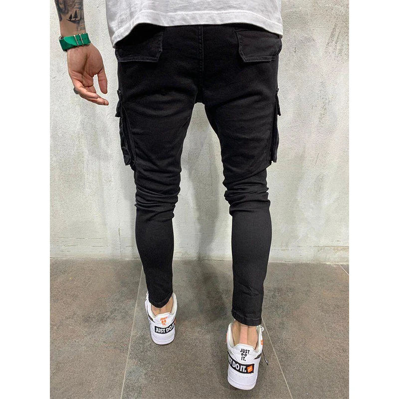 Men Fashion Jeans Middle Waist Slim Fit Jeans Mens Denim Pants Trousers Jean Male Long Pants Jogging Jean Streetwear Hip Hop