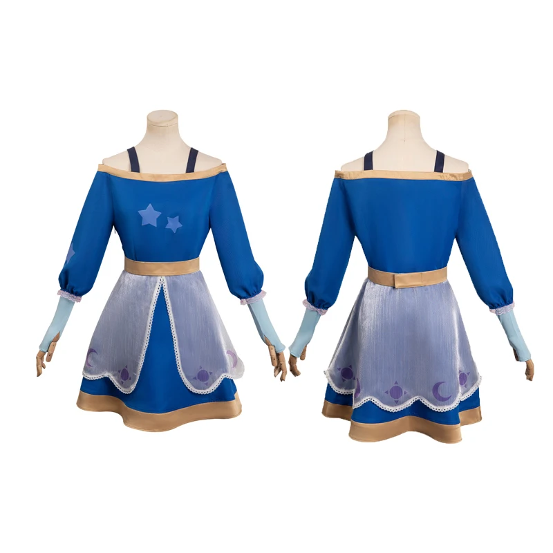 

Женский костюм для косплея, голубая газовая юбка с принтом совы