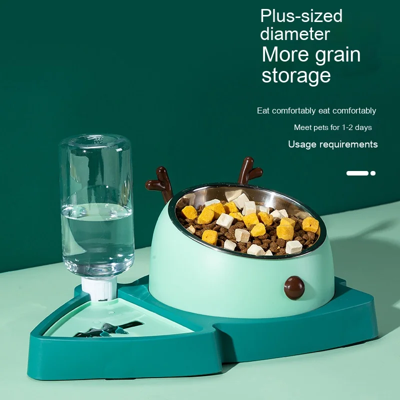 

Двойная миска для кошек, Автоматическая Емкость для питья, Противоударная миска для кошек, столовые принадлежности из нержавеющей стали