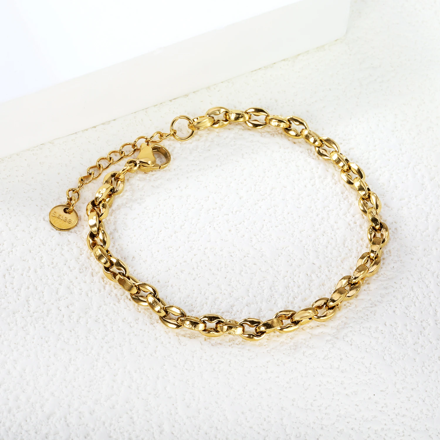 Браслет-цепочка из нержавеющей стали в форме ракушки кофейных зерен