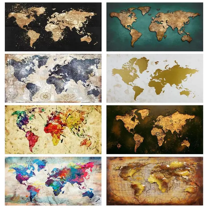 Modern Art World Map 5D DIY Full Diamond Painting Kits Wall Painting Cross Stitch Living Room Diamond Embroidery Home Decor