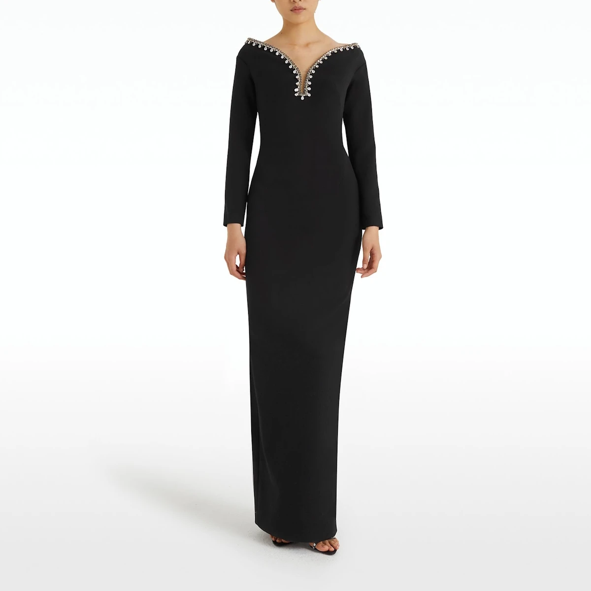 

Welove Mordern Sweetheart Womens Dresses Column Gown 2023 Gunmetal Crystal Floor Length Dresses for Prom