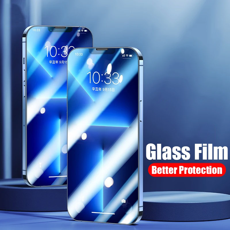 4pcs full cover protective glass on for iphone 11 12 13 pro max screen protector for iphone xs xr 6 7 8 plus tempered glass film free global shipping